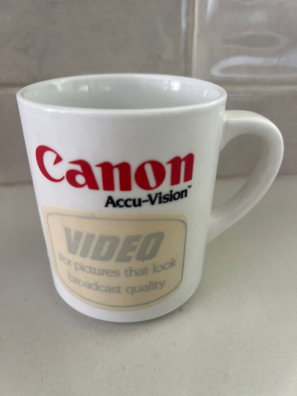 Canon Vintage 80's White Ceramic Mug with Red Logo